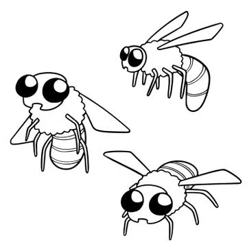 Vector set of bees Stock Illustration