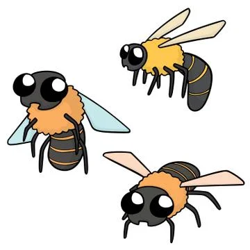 Vector set of bees Stock Illustration