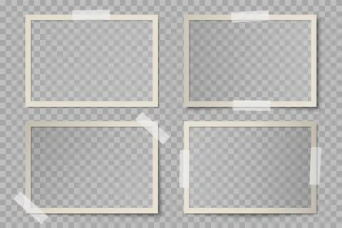 Vector set of beige rectangular photo card frames Stock Illustration