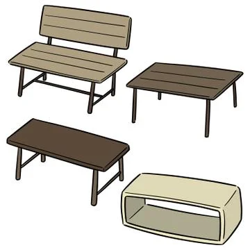 Vector set of bench Stock Illustration