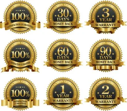 Vector set best guarantee golden labels Stock Illustration