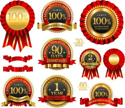 Vector set best guarantee golden labels Stock Illustration