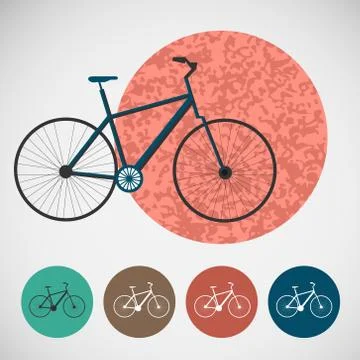 Vector set of bicycle on colored backgrounds Stock Illustration