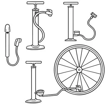 Vector set of bicycle pump Stock Illustration