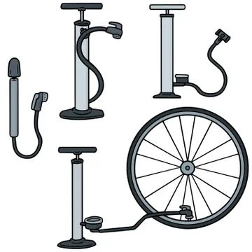 Vector set of bicycle pump Stock Illustration