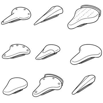 Vector set of bicycle saddle Stock Illustration