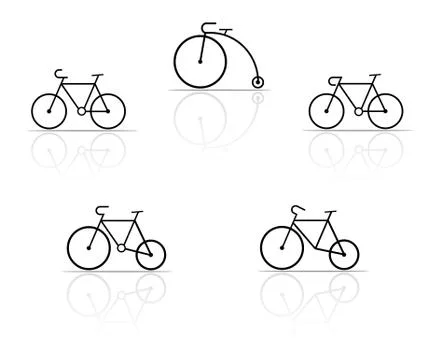 Vector set of bicycle silhouettes on a white background 스톡 일러스트