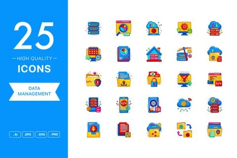 Vector set of Big Data icons Stock Illustration