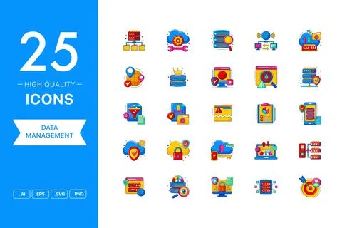 Vector set of Big Data icons Stock Illustration