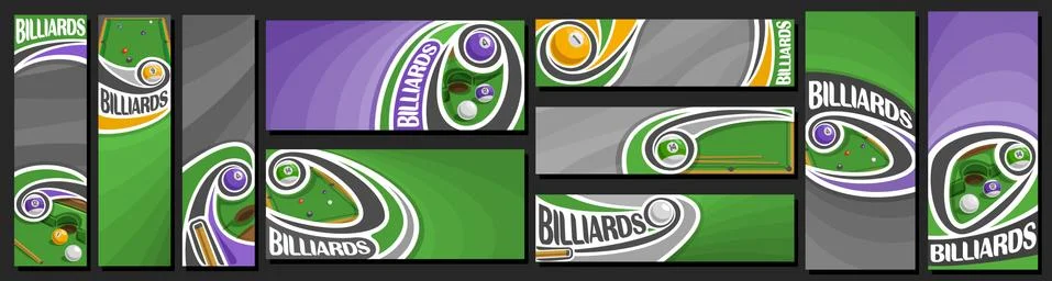 Vector set of Billiards Banners Stock Illustration