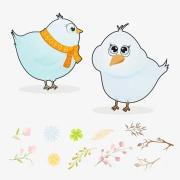 Vector set of birds. Image of pigeons to create a background. Stock Illustration