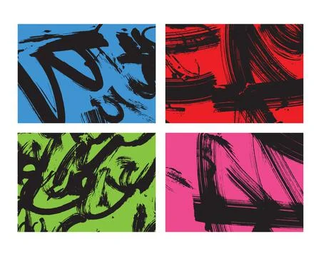 Vector set: black abstract brush strokes, background Stock-Illustration