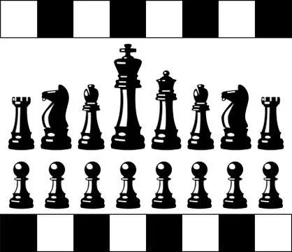 Vector set of black and white chess pieces Stock Illustration
