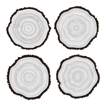 Vector set of black and white wooden cuts Stock Illustration