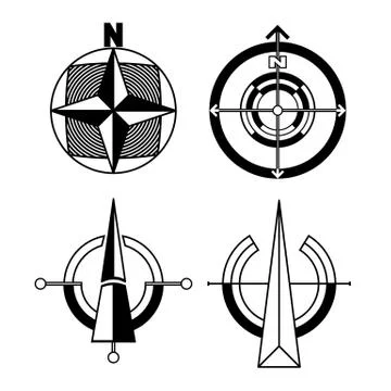 Vector set of black and white orientation icons Stock Illustration