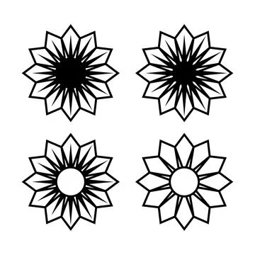 Vector set of black and white mandalas isolated on white background Stock Illustration