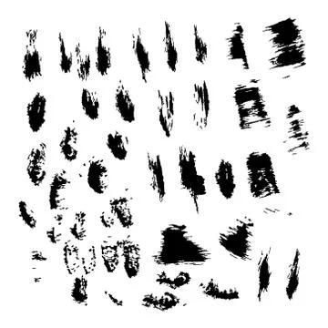 Vector set of black blood or ink splashes, ink blots. 库存插图
