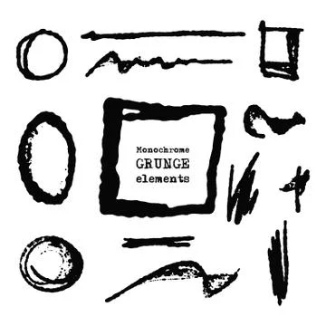 Vector set of black brush strokes. Stock Illustration