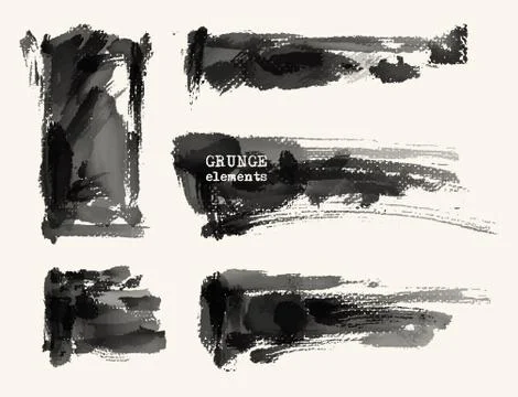Vector set of black brush strokes. Stock Illustration