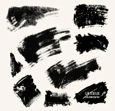 Vector set of black brush strokes. Stock Illustration