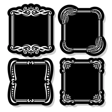 Vector set of black decorative Frames イラスト素材