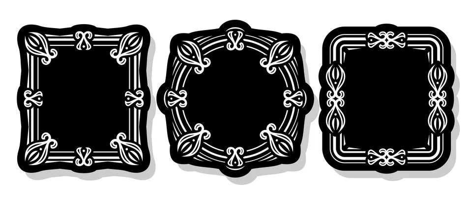 Vector set of black decorative Frames イラスト素材