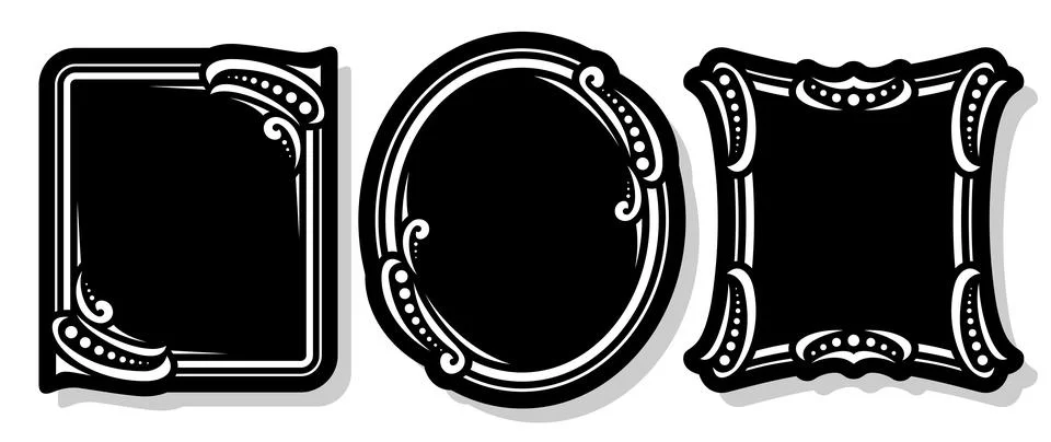 Vector set of black decorative Frames イラスト素材