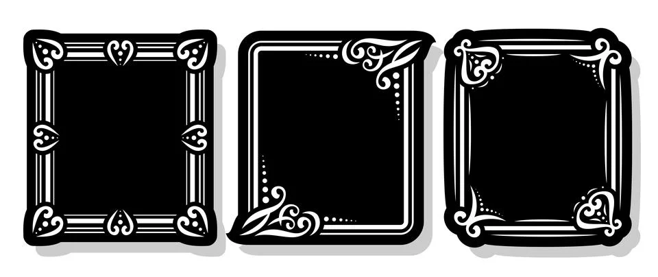 Vector set of black decorative Frames イラスト素材