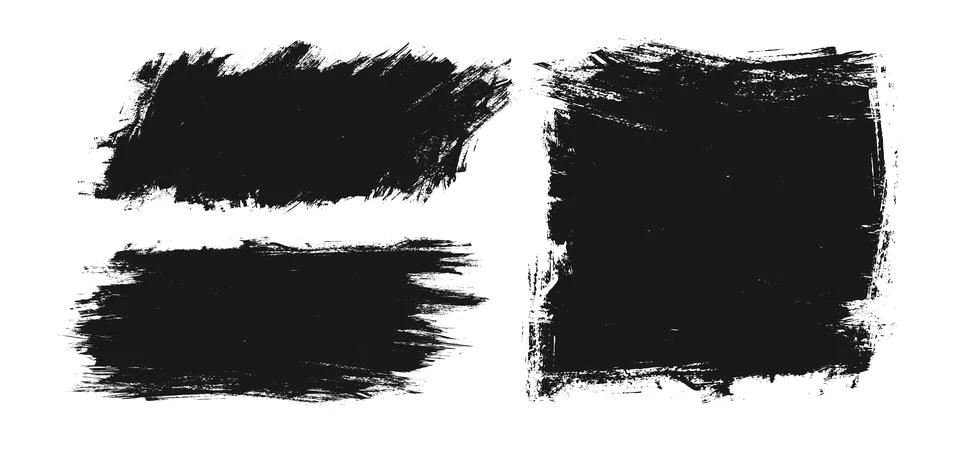 Vector set black grunge backgrounds. Vector set brush strokes. Stock Illustration