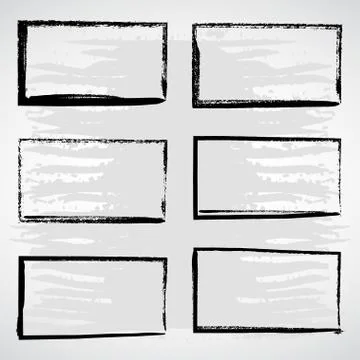 Vector set of black grunge frames. Illustrazione stock