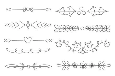 Vector set of black hand drawn dividers. Ornate border and frame elements イラスト素材