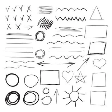Vector set of black ink brush strokes Stock Illustration