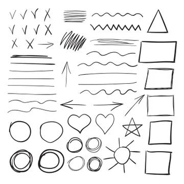 Vector set of black ink brush strokes Stock Illustration