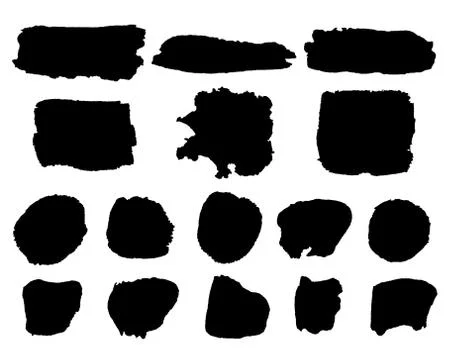 Vector set of black paint, ink strokes, brushes, lines, stains isolated on wh Stock Illustration