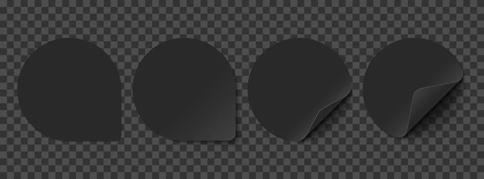 Vector set of black paper squircle stickers isolated on transparent backgroun Stock Illustration