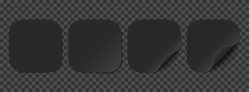 Vector set of black paper squircle stickers isolated on transparent backgroun Stock Illustration