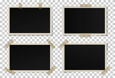 Vector set of black photo frames Stock Illustration