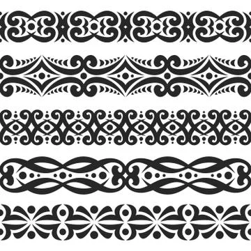 Vector set of black seamless borders 스톡 일러스트