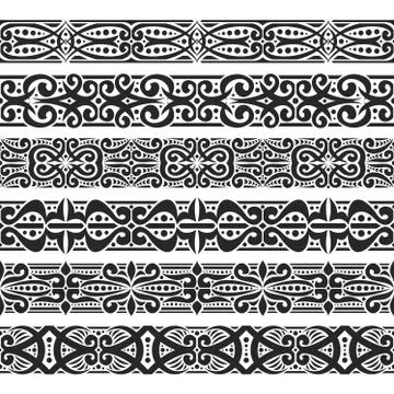Vector set of black seamless borders 스톡 일러스트