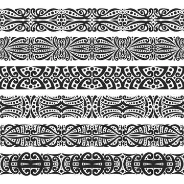 Vector set of black seamless borders 스톡 일러스트