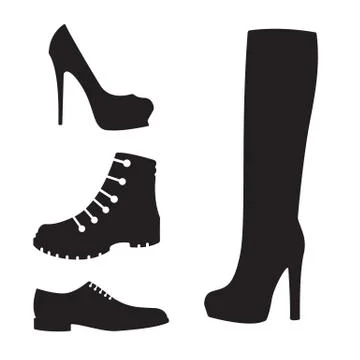 Vector set of black shoes silhouettes Illustrazione stock