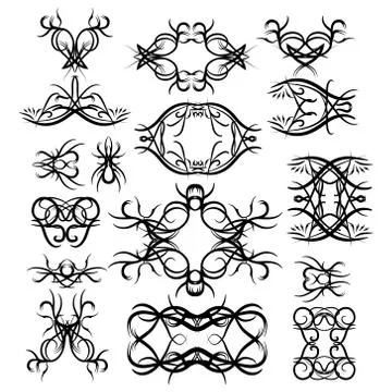 Vector set of Black tribal elements. Illustrazione stock
