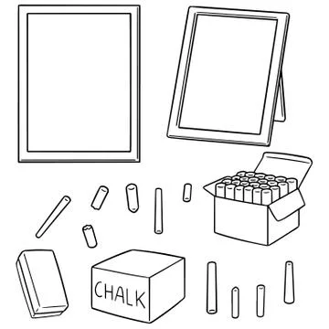 Vector set of blackboard and chalk Stock Illustration