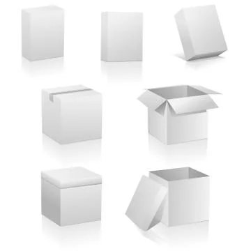 Vector set of blank boxes isolated on white background. Three kinds of boxe.. Stock Illustration