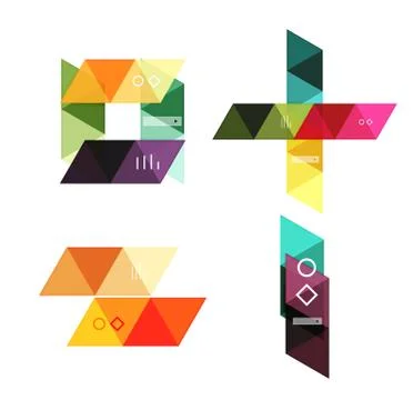 Vector set of blank geometric infographic web boxes 스톡 일러스트