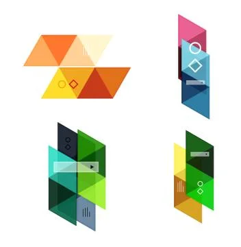 Vector set of blank geometric infographic web boxes Stock Illustration