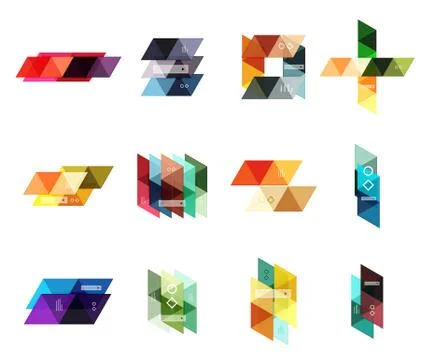 Vector set of blank geometric infographic web boxes 스톡 일러스트
