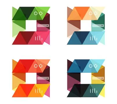 Vector set of blank geometric infographic web boxes イラスト素材