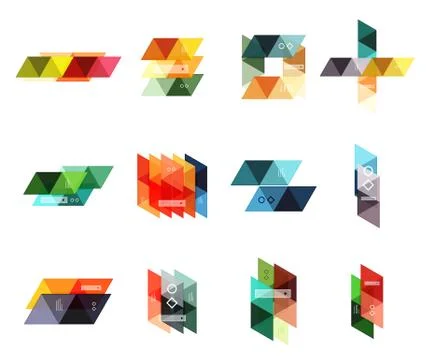 Vector set of blank geometric infographic web boxes イラスト素材