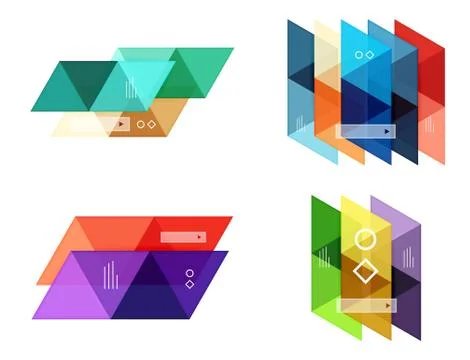 Vector set of blank geometric infographic web boxes 스톡 일러스트